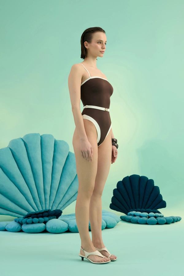 LUNASEA BRUNETTE BIA LOGOLU ÇİFT RENK KEMERLİ STRAPLEZ ASKILI MAYO