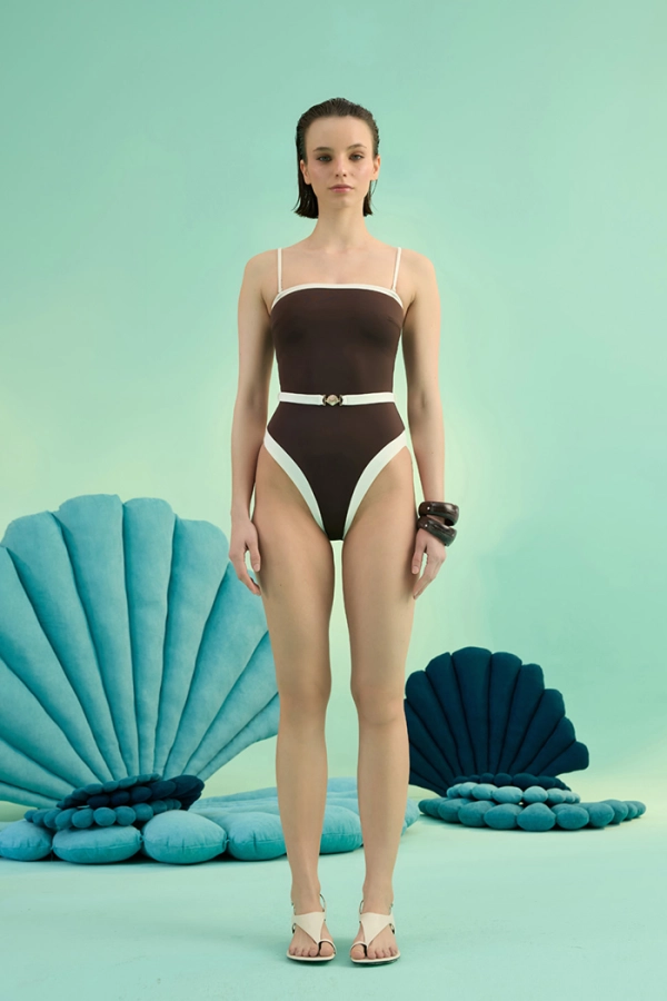 LUNASEA BRUNETTE BIA LOGOLU ÇİFT RENK KEMERLİ STRAPLEZ ASKILI MAYO