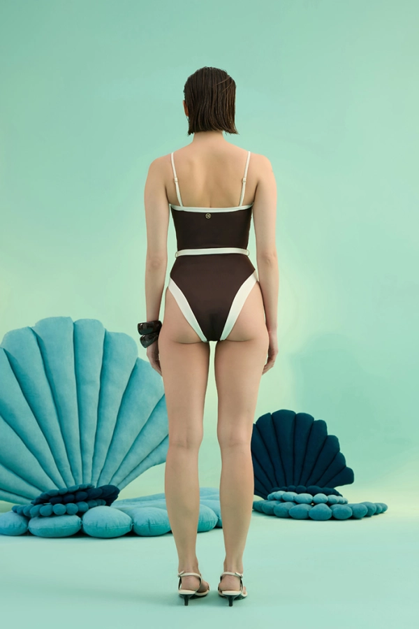 LUNASEA BRUNETTE BIA LOGOLU ÇİFT RENK KEMERLİ STRAPLEZ ASKILI MAYO