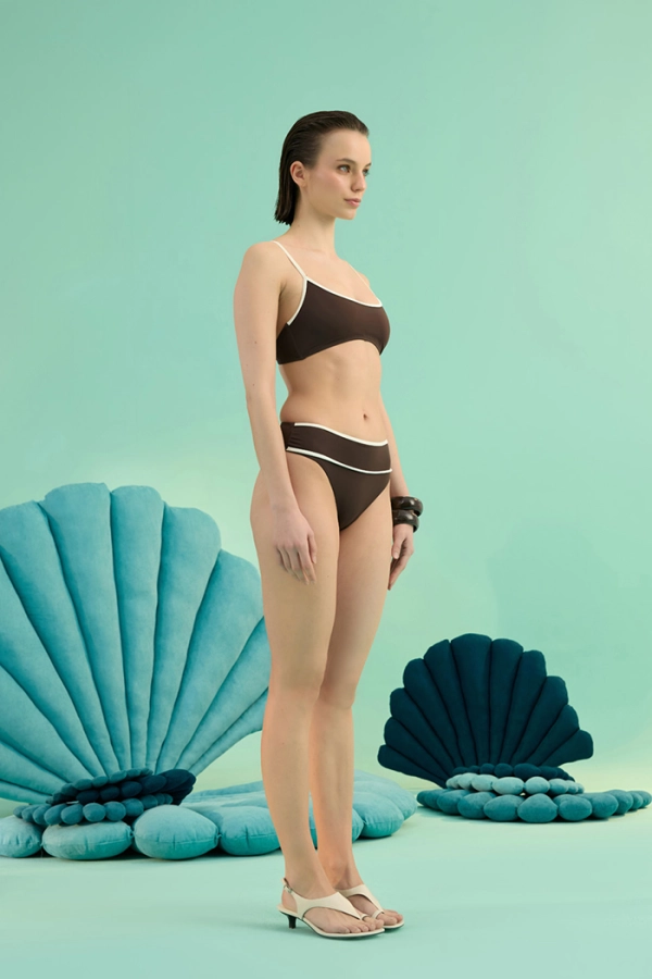 CASPIA BRUNETTE ŞERİT BİYELİ YÜKSEK BEL ATLET BİKİNİ TAKIMI