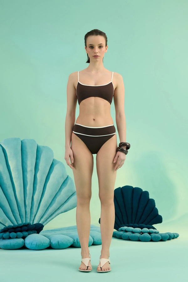 CASPIA BRUNETTE ŞERİT BİYELİ YÜKSEK BEL ATLET BİKİNİ TAKIMI